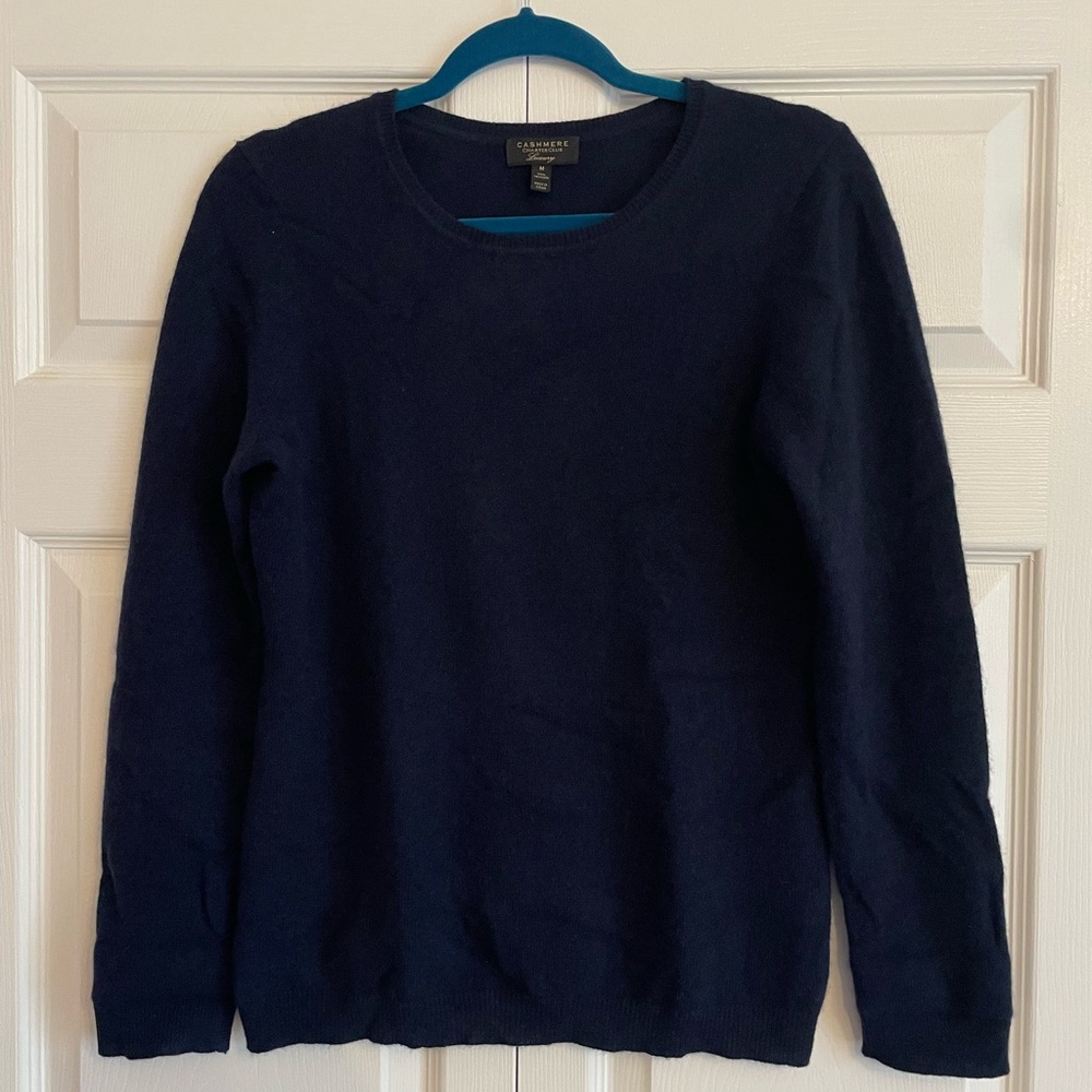 Charter Club 100% Cashmere Crewneck Sweater Navy